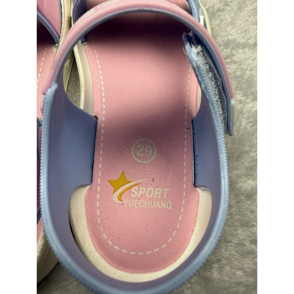 Yuechuang Kids Hook & Loop Sandals Pink/Blue/White 29 YC-619